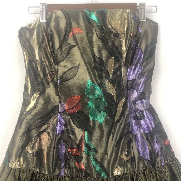 VINTAGE Nadine ‘80’s Party Dress Shiny Green Women’s SZ 4? EUC - Picture 6 of 14